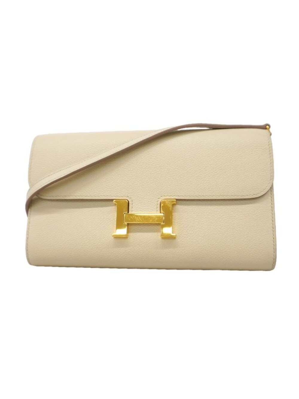 Hermes Wallet on Chain Constance to Go Evercolor Craie Gold Shoulder Bag